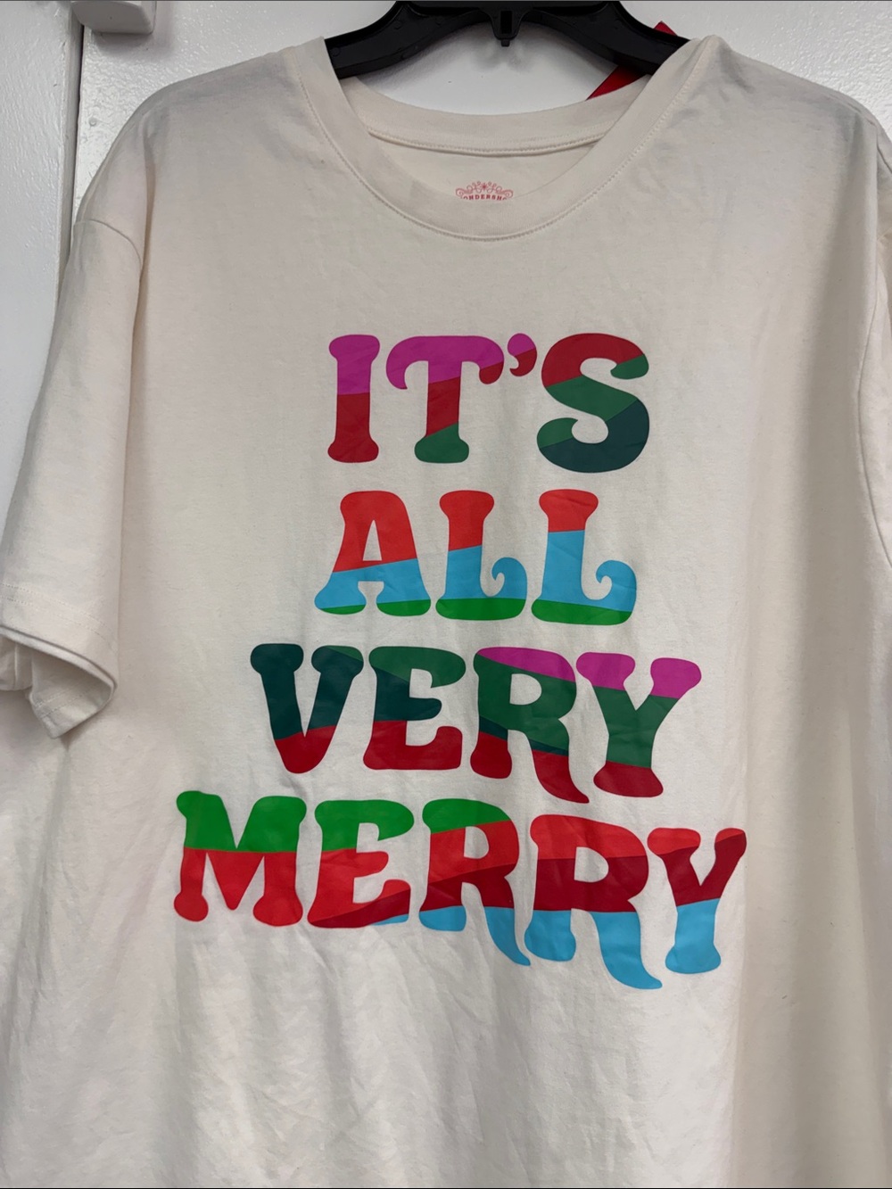 Wondershop XXL Men’s Sleepwear Cream Graphic Tee - "It's All Very Merry" new - Picture 2 of 3